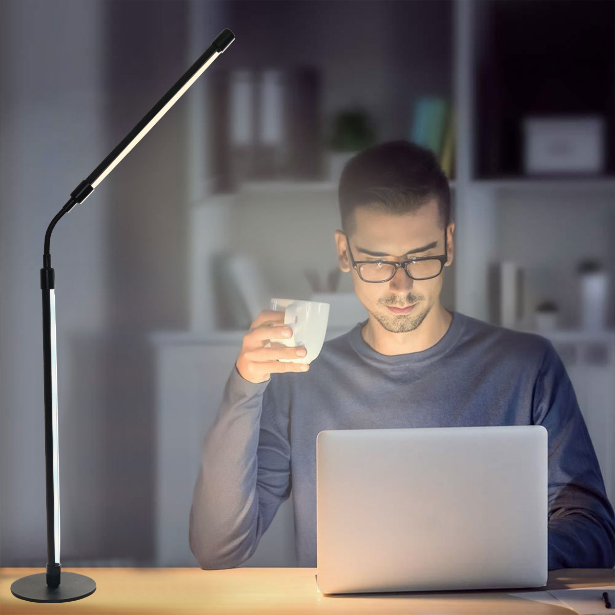Rgb Desk Lamp Smart - โคมไฟตั้งโต๊ะ LED เปลี่ยนสีอัจฉริยะ RGB, โคมไฟตั้งโต๊ะปรับสีได้อเนกประสงค์, คอห่านแบบยืดหยุ่นสามารถหมุนได้