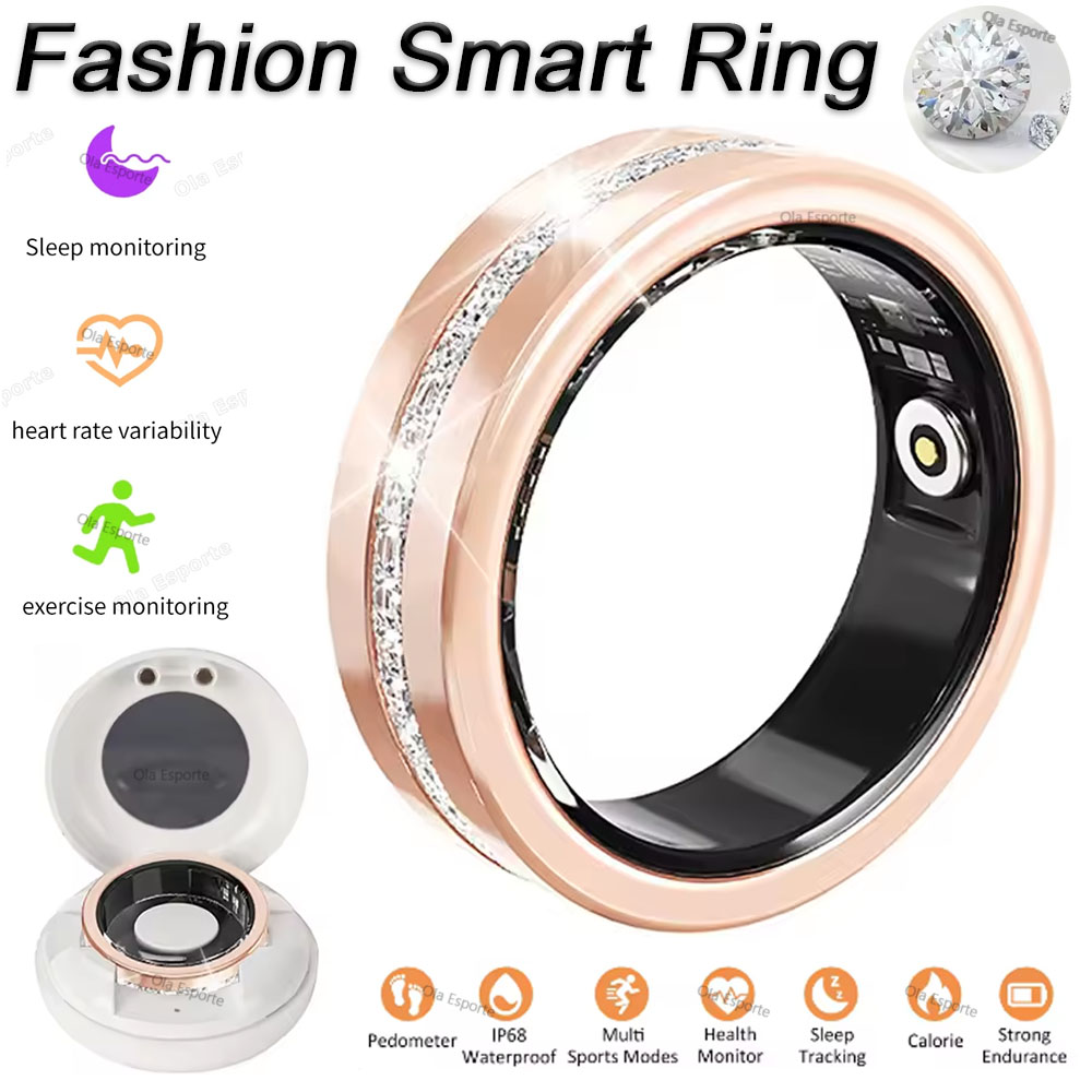 Smart Ring Health - แหวนสมาร์ทใหม่ปี 2025 สำหรับผู้หญิง ตรวจวัดอัตราการเต้นของหัวใจ การนอนหลับ สุขภาพ
