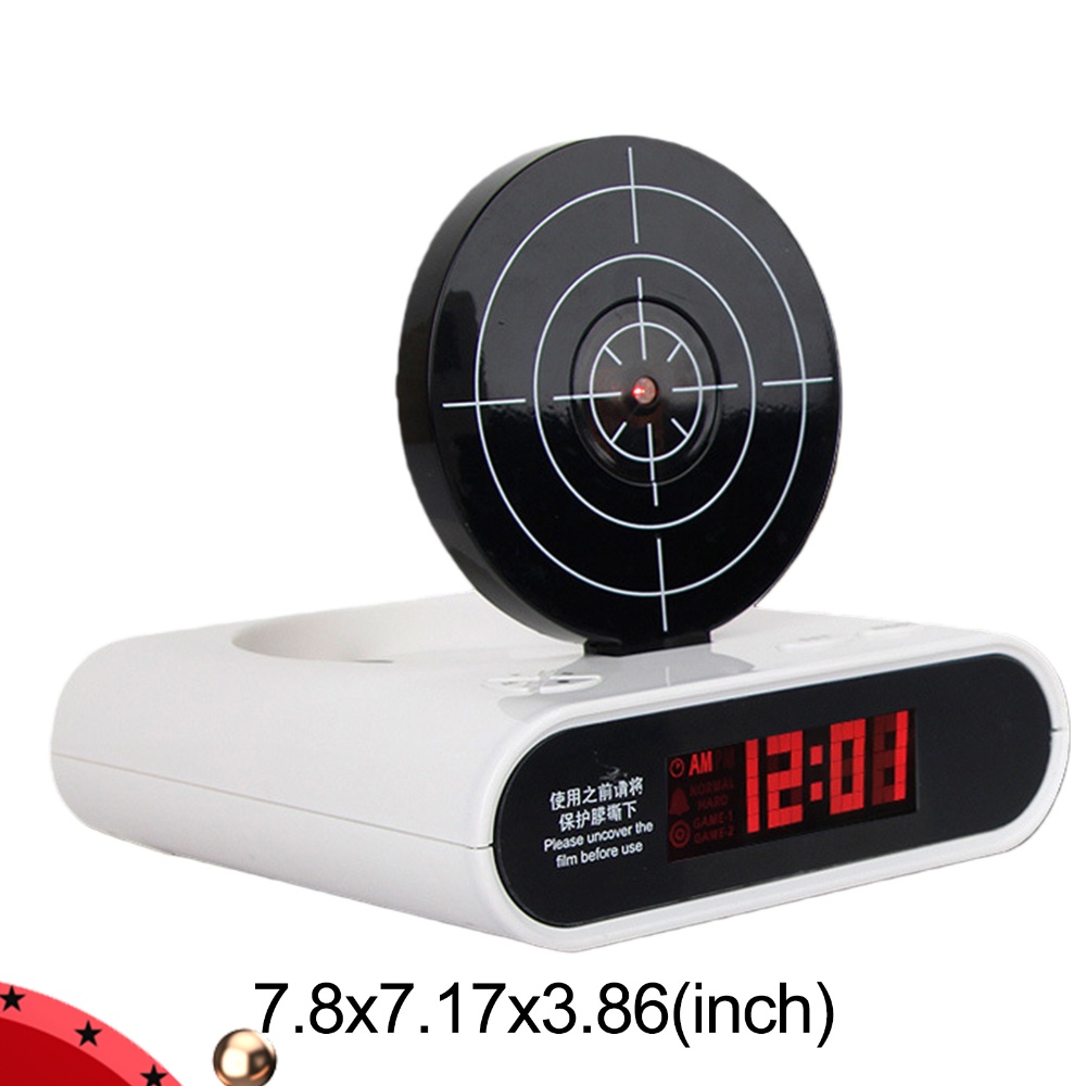 Electronics Gadgets For Gift - นาฬิกาตั้งโต๊ะอิเล็กทรอนิกส์ นาฬิกาปลุกดิจิตอล LED ดีไซน์สร้างสรรค์ พร้อมฟังก์ชันยิงเลเซอร์เป้าหมาย สำหรับเด็ก