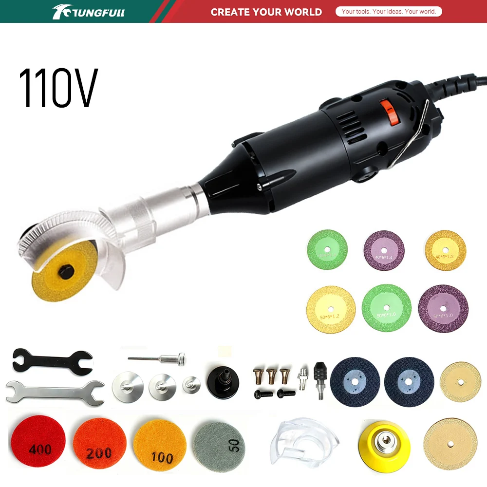 Electro Gadgets - เครื่องเจียรมุมขนาดเล็ก TUNGFULL 110V เครื่องขัดไฟฟ้าแบบพกพา สำหรับงานตัดโลหะ ไม้
